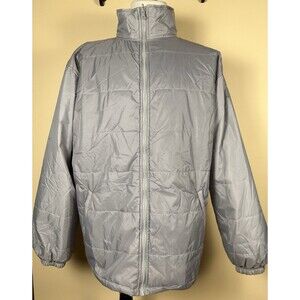 Wilson Quilted Puffer Jacket Men’s Size L Silver Grey Mock Neck Full Zip RN63306